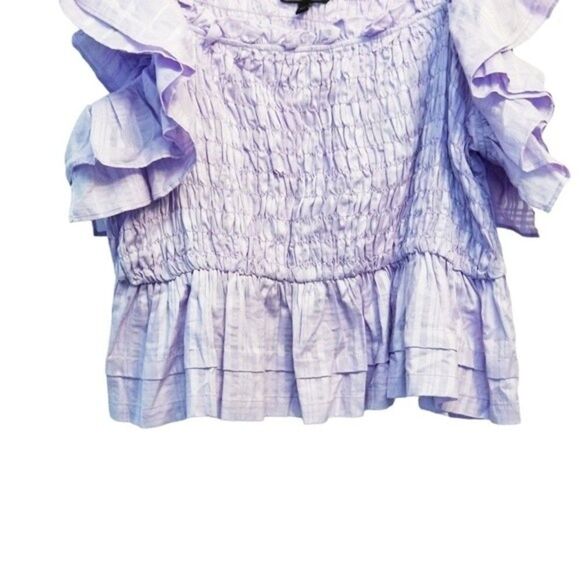 Banana Republic Smocked Off The Shoulder Ruffle Top Purple XL NWOT 2 0173 - Picture 5 of 7